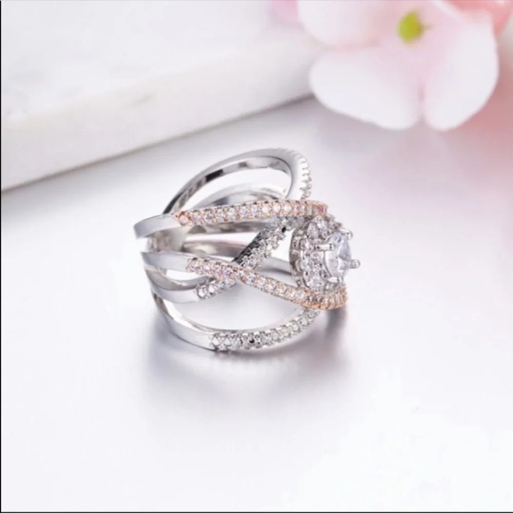 NEW ROSE GOLD 925 STERLING SILVER DIAMOND RING, CUTE RING, SHINY RING. - Picture 5 of 5
